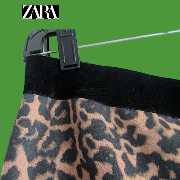 ZARA NEW Cheetah Contrast Pint Waistband Pull-On Legging M - Picture 6 of 11